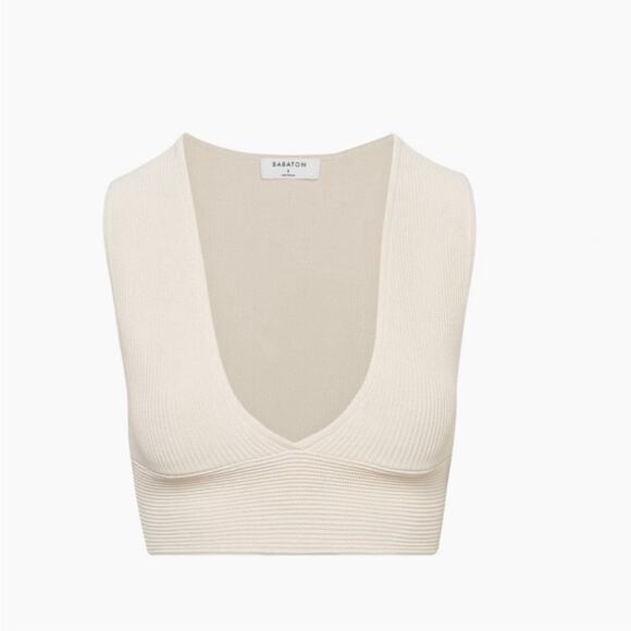 Aritzia Babaton Sculpt Knit Deep V-neck Tank Crop Top - Picture 8 of 8